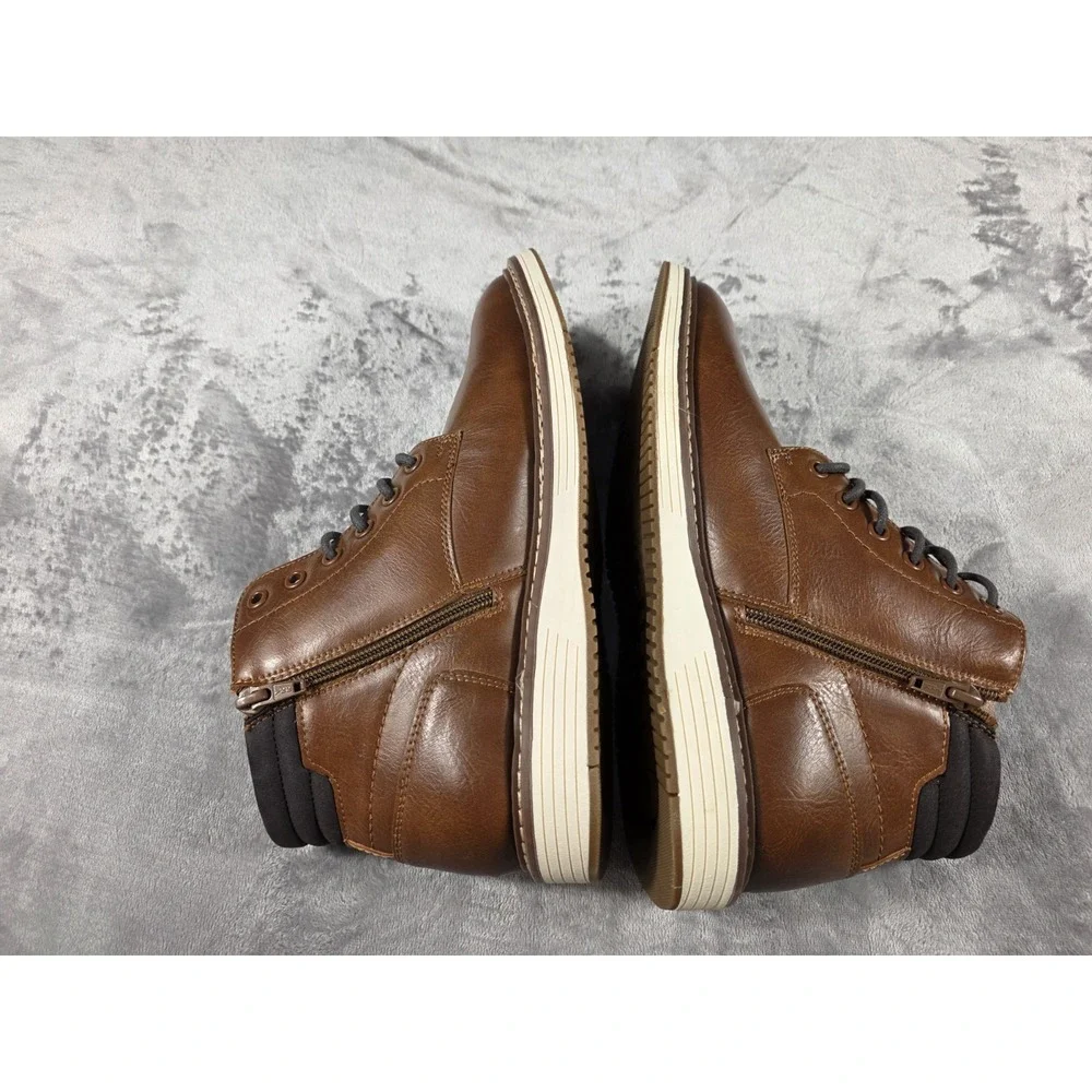 STEVE MADDEN P-Jelen Men's SIZE‎ 8 Chukka Boot Brown / Cognac Ankle Zipper NIB